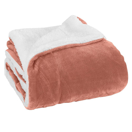 Elegant Comfort Reversible, Solid Sherpa Throw Blanket, All-Season Blanket- Super Soft, Cozy and Plush- Decorative Throw, Perfect for Lounging, 50 x 60 inches, Sherpa Throw Coral