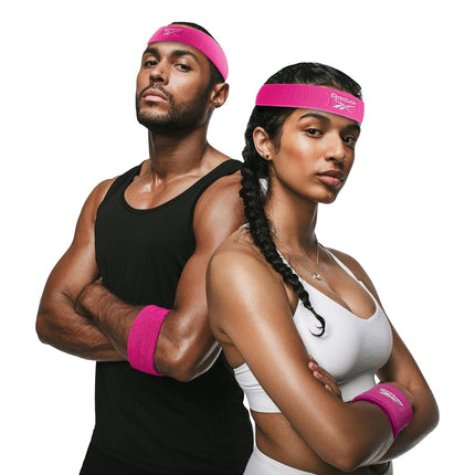 Juego de 3 bandas atléticas unisex – Diadema de 2.25 pulgadas y muñequeras de 3.25 pulgadas con tecnología Stay Dry, tela de rizo que absorbe la humedad | Accesorios de fitness de calidad para una comodidad activa-Reebok