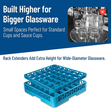 Carlisle FoodService Products CFS RE36C24 OptiClean 36 Compartment Divided Glass Rack Extender, 1.78", Orange