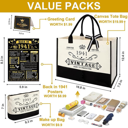 85th Birthday Gift for Women-Vintage 1941 Canvas Tote Bag,Makeup Bag,Poster