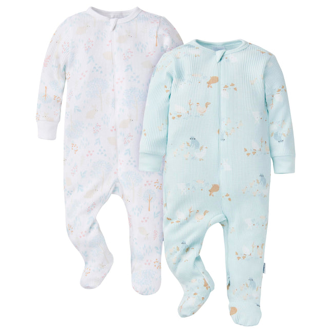 Gerber Baby Girls' 2-Pack 2-Way Zip Thermal Footed