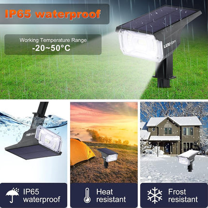 Focos solares LEREKAM, impermeables IP65, 40 LED, focos de paisaje, luces de pared con energía solar y USB, encendido/apagado automático con detección de oscuridad, 3 modos de luces solares exteriores para jardín, patio, porche, paquete de 2
