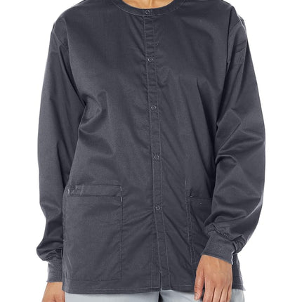 WonderWink Unisex-Adult's Snap Front Jacket, Pewte