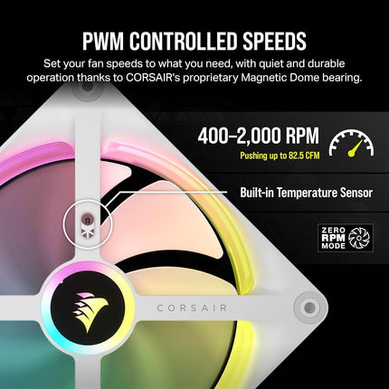 Corsair iCUE LINK QX140 RGB 140mm Magnetic Dome RGB Single Fan - White