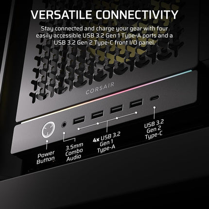 CORSAIR FRAME 5000D RS ARGB Modular High Airflow Mid-Tower PC Case – 4x Pre-Installed RS ARGB Fans, InfiniRail™ Fan Mounting System, ASUS BTF, MSI Project Zero, Gigabyte Project Stealth – Black