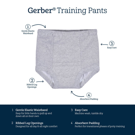 Gerber Baby Boys' Infant Toddler 4 Pack Potty Training Pants Underwear, Dino Green and Navy, 3T
