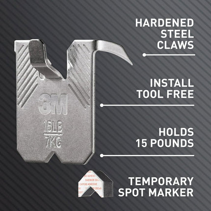 3M CLAW 3PH45M-4ESF 4 Drywall Picture Hangers with Spot Markers, Hang Frames with no Tools, Holds up to 45 lbs