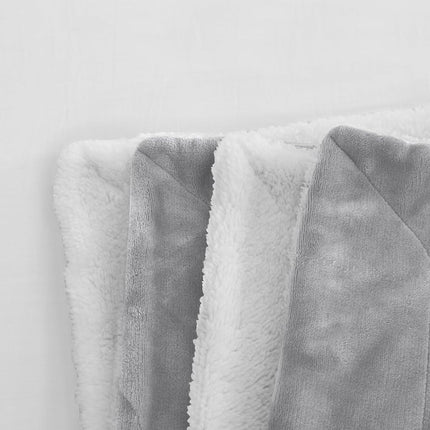 Elegant Comfort Reversible and Ultra-Plush Flannel Fleece Sherpa Throw- Lightweight Soft and Cozy- All Season Decorative Throw, Perfect for Lounging, 50 x 60 inches, Silver Grey