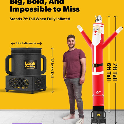 LookOurWay Santa Claus 6-Feet Tall Air Dancers Inflatable Tube Complete Set with 1/4 HP Sky Dancer Blower, 6-Feet, Red