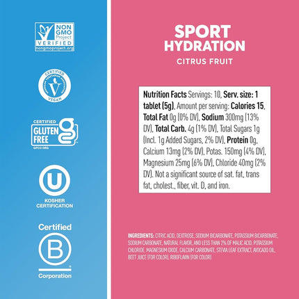 Nuun Sport: Electrolyte-Rich Sports Drink Tablets, Citrus Fruit, Box of 8 Tubes (80 servings), Sports Drink for Replenishment of Essential Electrolytes Lost Through Sweat