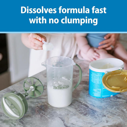 Dr. Brown's Baby Formula Mixing Pitcher with Adjustable Stopper, Locking Lid, & No Drip Spout, 32oz, BPA Free, Olive