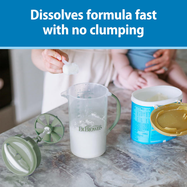 Dr. Brown's Baby Formula Mixing Pitcher with Adjustable Stopper, Locking Lid, & No Drip Spout, 32oz, BPA Free, Olive