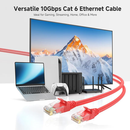 Cable Matters 10Gbps Snagless Long Cat 6 Ethernet Cable - 100ft, Cat 6 Cable, Cat6 Cord, Ethernet Cord, Red