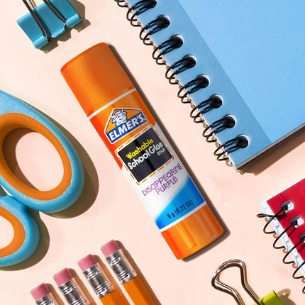 Elmer's Disappearing Purple School Glue Sticks, Washable, 6 Grams, 12 Count - Poster, Vision Board, Back to School, #1 Teacher Brand