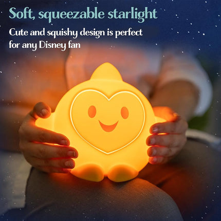 Disney Wish Color-Changing LED Squishy Tabletop Night Light, Fun Lamp, Ideal for Kids, Collectors Bedroom, Bathroom, Play Room, USB or Battery Powered, 79616