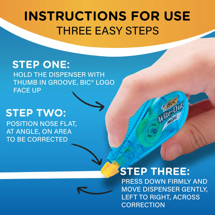 Cinta Correctora Mini BIC Wite-Out, Blanca, Paquete de 12