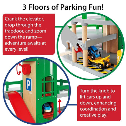 BRIO 33204 Parking Garage for Kids Age 3 Years Up - Compatible with all BRIO Railway Train Sets & Accessories, Multicoloured