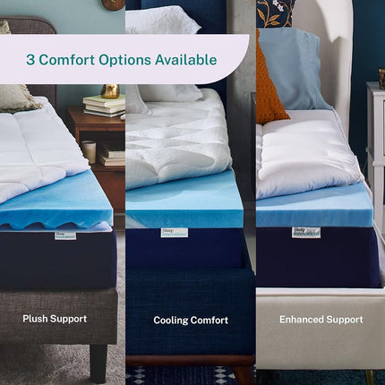 Colchón Superior de Espuma Viscoelástica de Doble Capa Sleep Innovations de 10 cm, Tamaño California King, Soporte Ultra Suave, Espuma Viscoelástica de Gel Refrigerante de 7.5 cm más Cubierta de Colchón Suave y Esponjosa de 2.5 cm