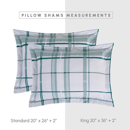 Elegant Comfort Silky Soft 8-Piece Plaid Lodge Bed-in-a-Bag Comforter Set, Includes 4pc Smart Sheet Set, Comforter, Decorative Pillow, Matching Pillowcases and Shams - Twin/Twin XL, Sage
