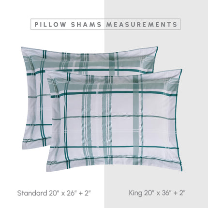 Elegant Comfort Silky Soft 8-Piece Plaid Lodge Bed-in-a-Bag Comforter Set, Includes 4pc Smart Sheet Set, Comforter, Decorative Pillow, Matching Pillowcases and Shams - Twin/Twin XL, Sage