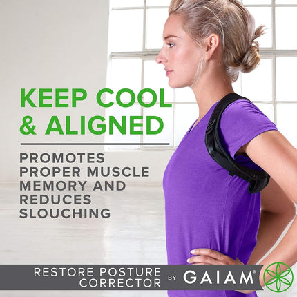 Gaiam Restore Correcteur de posture pour femmes et hommes, Redresse-dos avec sangles rembourrées en maille respirante et réglables