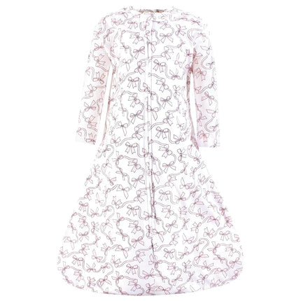 Hudson Baby Saco de Dormir, Manta, de Jersey de Algodón de Manga Larga Unisex para Bebé, Estampado Lazos Rosas, de 6 a 12 Meses