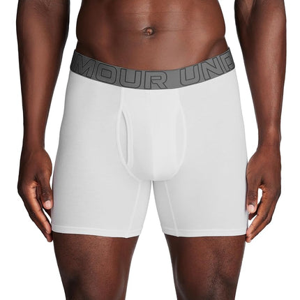 Under Armour Men's Charged Cotton 6-inch Boxerjock 3-Pack, White Solid - Core, XXL