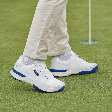 FitVille Men's Golf Shoes Extra Wide White Blue