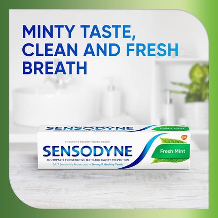 Sensodyne Fresh Mint Twinpack Toothpaste for Sensitive Teeth, 4 Ounce (Pack of 2)