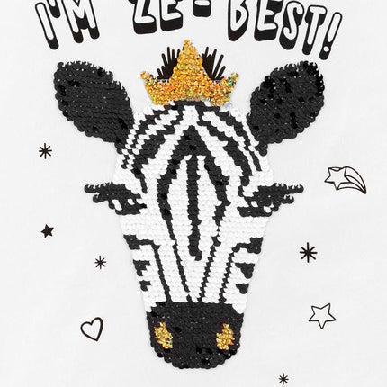 OshKosh B'Gosh Girls' Little Flip Sequin Tee, Ivory Zebra, 10