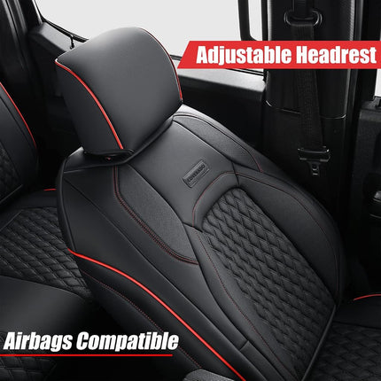Fundas de asiento Coverado, juego completo para Jeep Wrangler, fundas de asiento de coche impermeables para automóvil, fundas de asiento de camión a medida para 2008-2012 Jeep Wrangler JK, fundas de asiento para coche de 4 puertas (línea roja)