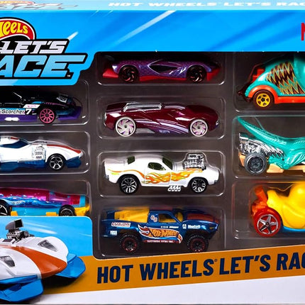 Hot Wheels Let's Race 10 Pack 1:64 Scale Vehicles Animated Netflix Series Play or Display (Styles May Vary) JGN40