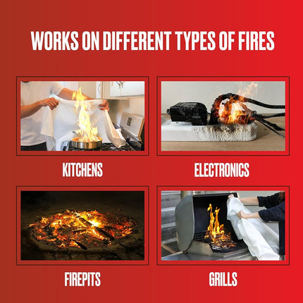 Premium Defense Emergency Fiberglass Fire Blanket, 40” x 40”, 1 Pack