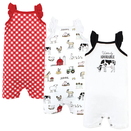 Hudson Baby Unisex Cotton Rompers, Udderly Adorabl