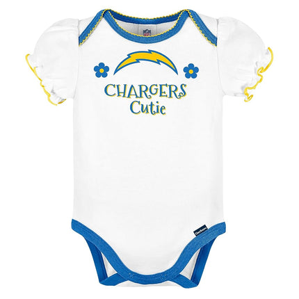 Gerber Baby Girls' NFL 3 Pack Short Sleeve Onesie Bodysuit, Team Color, 18 Months (Pack of 3)