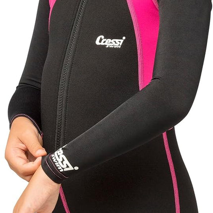Cressi Boy's Shorty Neoprene Snorkelling Suit, Long Sleeves - Black/Pink, M (3 Years)