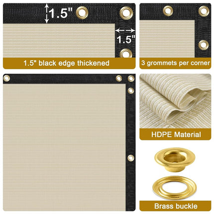 Coonoble Malla de ocultación para valla, para exteriores, 2,4 m x 15,2 m, color beige, de alta resistencia, con ojales, para patio, jardín, balcón