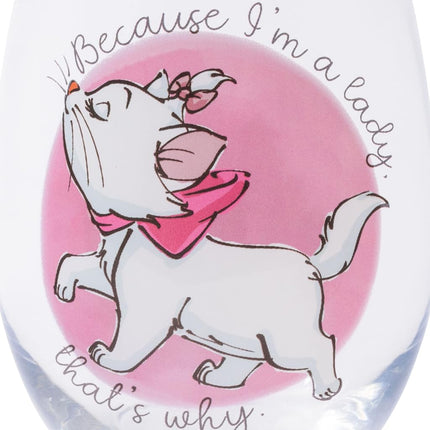Silver Buffalo Disney Classics Aristocats Marie I'm a Lady Stemless Wine Glass, 20-Ounces