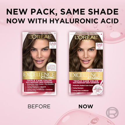 L'Oréal Paris Excellence Créme Permanent Hair Color, 5AB Mocha Ashe Brown