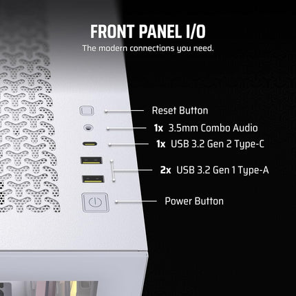 CORSAIR iCUE LINK 3500X RGB Mid-Tower ATX PC Case – Panoramic Tempered Glass – Reverse Connection Motherboard Compatible – 3x CORSAIR iCUE LINK RX120 RGB Fans Included – White