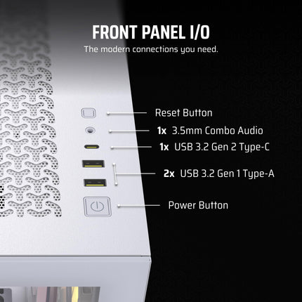 CORSAIR iCUE LINK 3500X RGB Mid-Tower ATX PC Case – Panoramic Tempered Glass – Reverse Connection Motherboard Compatible – 3x CORSAIR iCUE LINK RX120 RGB Fans Included – White