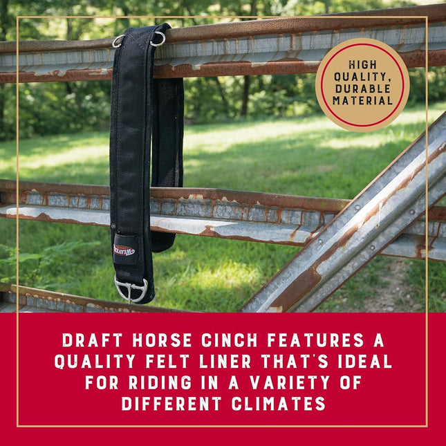 Weaver Equine Deluxe Super Horse Cinch, Anti-Slip Felt Lined Saddle Cinch Girth with Flat Buckle, Draft Horse Riding Supplies, Black
