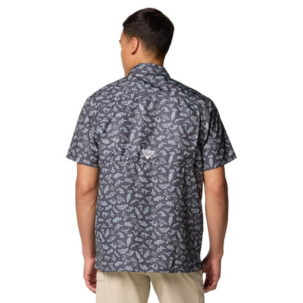 Columbia Men's PFG Super Slack Tide Camp Shirt, Shark Texas Time, 3X Tall