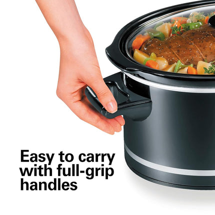 Hamilton Beach Slow Cooker with Lid Rest, 8 Quart (7.6 L), Black, Extra-Large Capacity, 3 Heat Settings, Dishwasher Safe Stoneware Crock, Model 33182