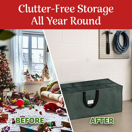 Christmas Tree Storage Bag Set - Set of 2 Bags for 7.5-Foot Artificial Trees - Protects Holiday Decorations and Inflatables by Elf Stor (Green)