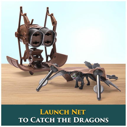 Dreamworks Dragons How to Train Your Dragon, 5-Pack Dragon Catcher Set with Hiccup’s Mangler Net Launcher, Kids Toys for Boys & Girls Ages 4 and up