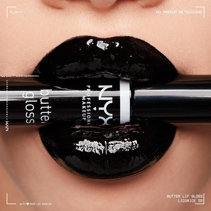 NYX PROFESSIONAL MAKEUP SIONAL MAKEUP Brillo de Labios Butter Gloss, No Pegajoso - Licorice (Negro)