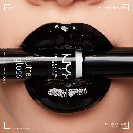 NYX PROFESSIONAL MAKEUP SIONAL MAKEUP Butter Gloss, Non-Sticky Lip Gloss - Licorice (Black)