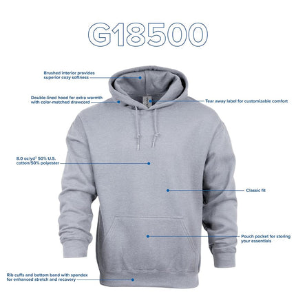 Gildan Men's Fleece Hooded Sweatshirt, Style G18500 Hooded Sweatshirt, Safety Pink, S