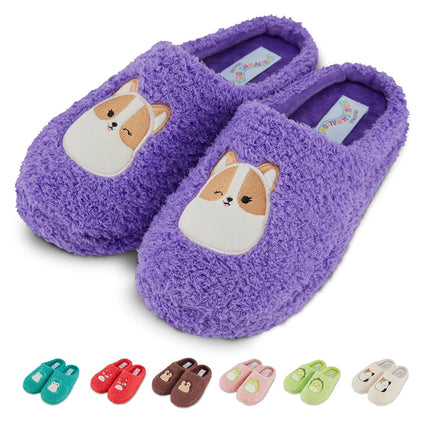 Squishmallows Kids Slippers and Womens Slippers Gifts for Women Extra Cozy Fuzzy House Slippers Slip On, Purple, 8-9